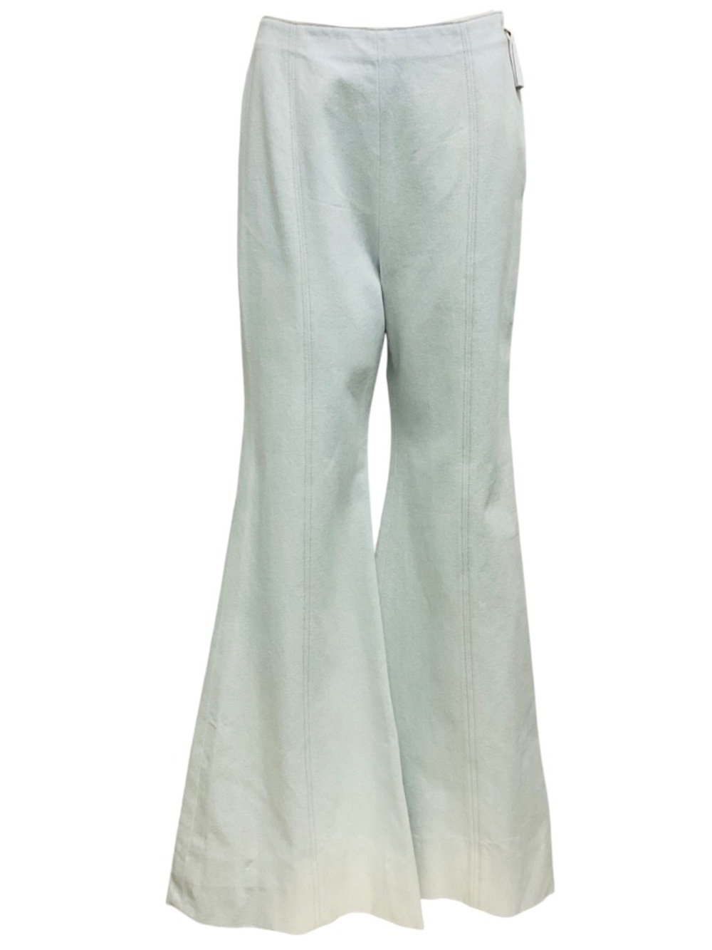CAROLINA HERRERA LIGHT BLUE DENIM WASH RETRO FLARED WIDE LEG JEANS